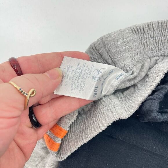 2 pair 18 months toddler pants joggers lightweight black grey grey orange - Picture 4 of 6